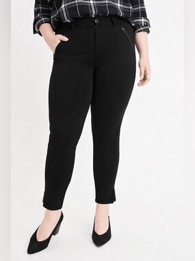 Ryllace Black Ponte Knit Pants Ankle Zip Stretch Size 20 Casual Minimalist‎ Work
